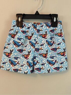 Saltwater Boys Light Blue Whale Print Swim Trunks